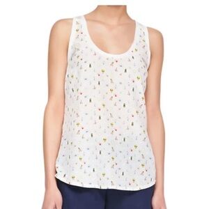 Joie Womens Rain Bug & Insects Silk Tank Top Size Small Cream Novelty